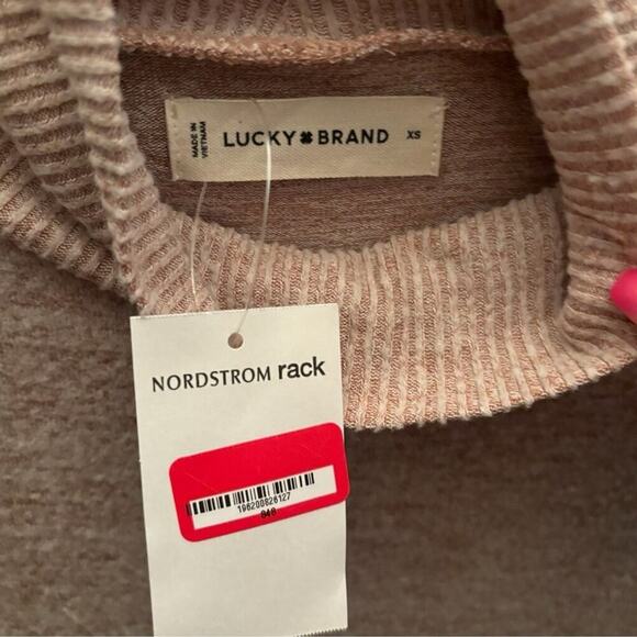 Lucky Brand XS Mock Neck Lightweight Sweater Pink Neutral Pullover NWT - Picture 3 of 6